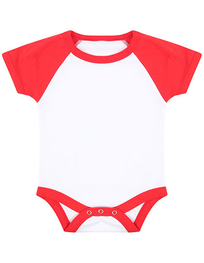 LW502 Essential Short Sleeved Baseball Bodysuit 0/3 months / White/Red