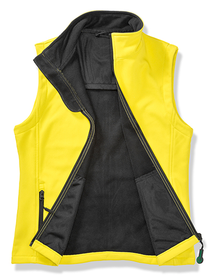 RT232F Women´s Printable Softshell Bodywarmer with Recycled Fleece Inner M / Yellow/Black