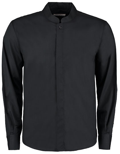 K123 Men´s Tailored Fit Mandarin Collar Shirt Long Sleeve 41/42 (L/16-16H) / Black