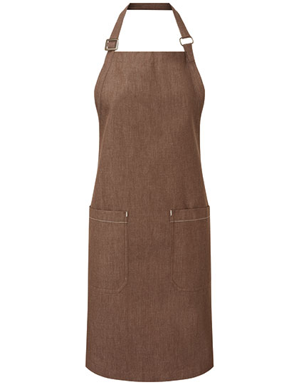 PW113 Organic Denim Fairtrade Bib Apron 80 x 72 cm / Brown Denim (ca. Pantone 4705C)