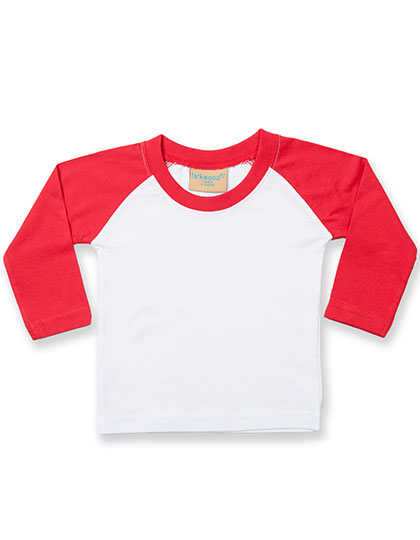 LW025 Long Sleeved Baseball T-Shirt 0/6 months / White/Red