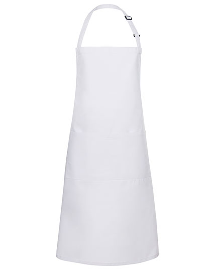 KY044 Latzschürze Basic mit Tasche und Schnalle 75 x 90 cm / White