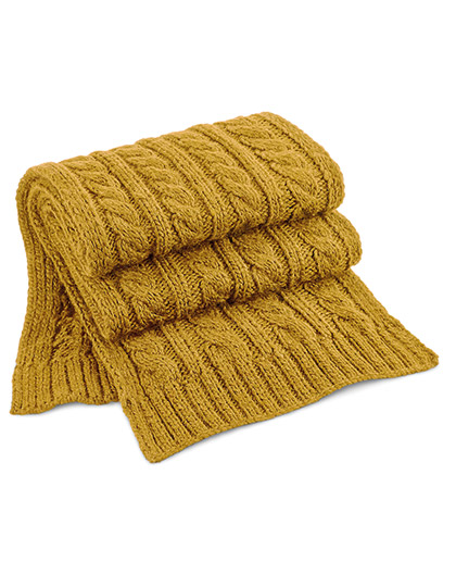 CB499 Cable Knit Melange Scarf 168 x 27 cm / Mustard