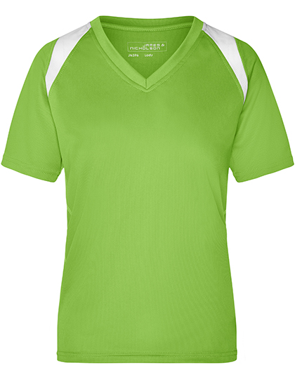 JN396 Ladies´ Running-T S / Lime Green/White