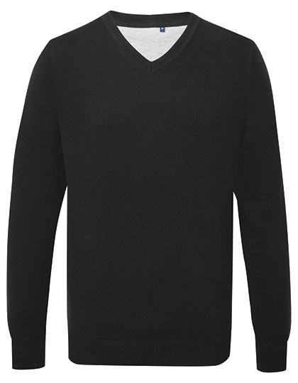AQ042 Men´s Cotton Blend V Neck Sweater S / Black