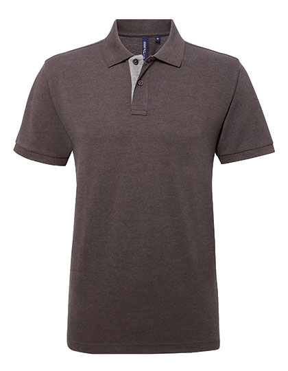 AQ012 Men´s Classic Fit Contrast Polo S / Charcoal/Heather Grey