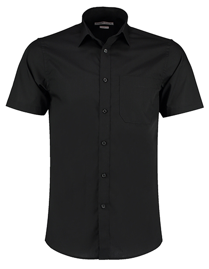 K141 Men´s Tailored Fit Poplin Shirt Short Sleeve 34/35 (13H) / Black
