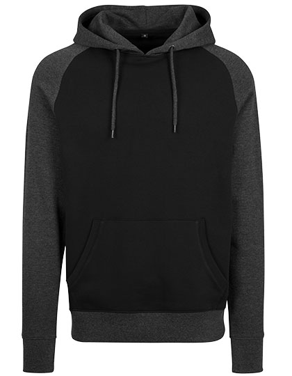 BY077 Raglan Hoody M / Black/Charcoal (Heather)