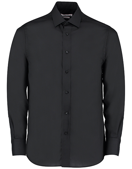 K131 Men´s Tailored Fit Business Poplin Shirt Long Sleeve 37 (S/14H) / Black