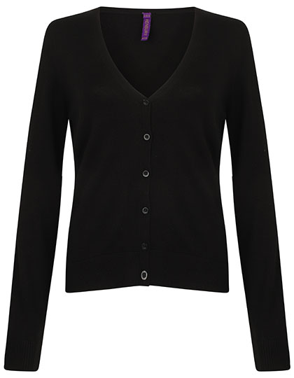 W726 Ladies´ Lightweight V-Neck Short Cardigan XXS / Black