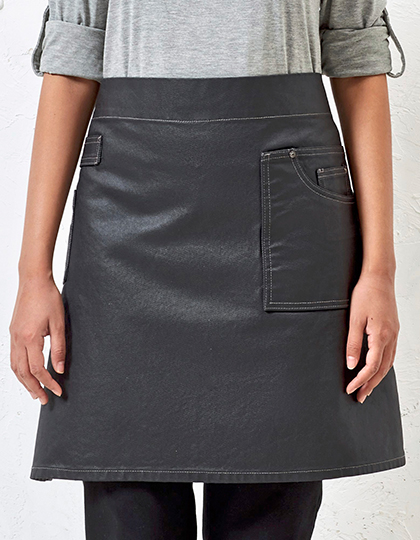 PW135 Division Waxed Look Denim Waist Apron