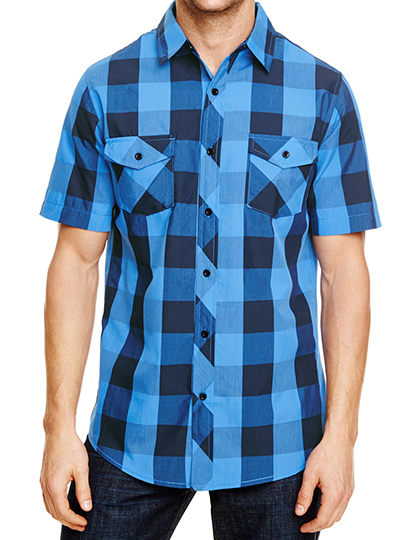 BU9203 Buffalo Plaid Woven Shirt S / Black - Blue (Checked)