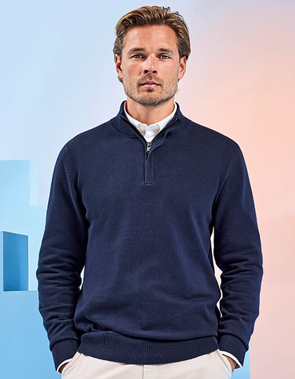 AQ048 Men´s Cotton Blend 1/4 Zip Sweater