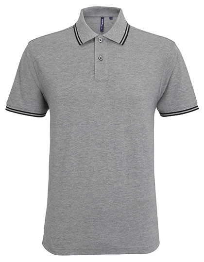 AQ011 Men´s Classic Fit Tipped Polo S / Heather Grey/Black