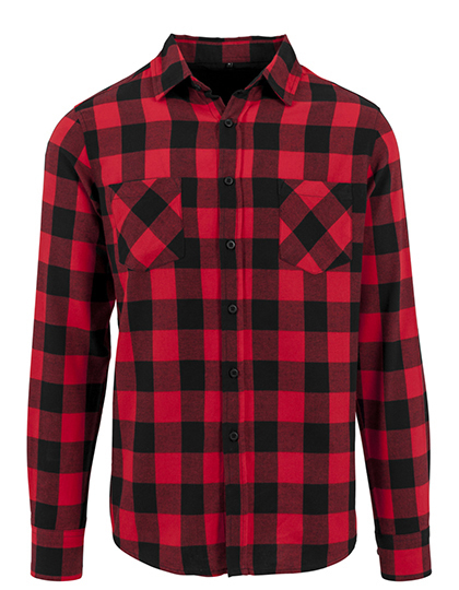 BY031 Checked Flannel Shirt XXL / Black-Red