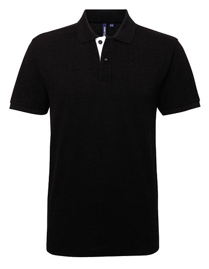 AQ012 Men´s Classic Fit Contrast Polo S / Black/White
