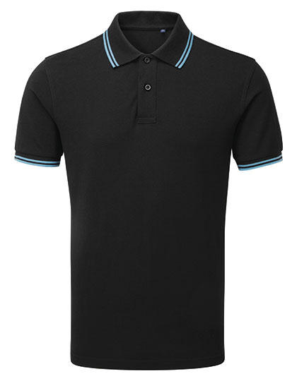 AQ011 Men´s Classic Fit Tipped Polo S / Black/Turquoise