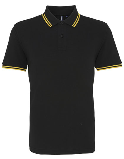AQ011 Men´s Classic Fit Tipped Polo S / Black/Yellow