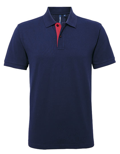 AQ012 Men´s Classic Fit Contrast Polo S / Navy/Red