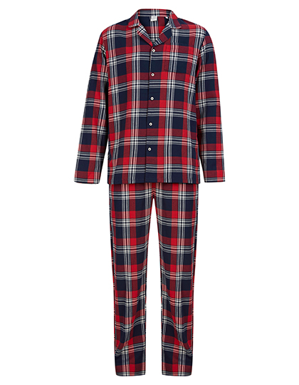 SFM074 Men´s Tartan Lounge Set XS / Red-Navy Check