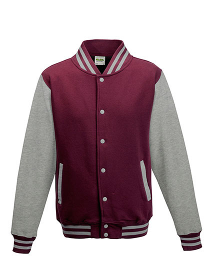 JH043 Varsity Jacket XS / Burgundy/Heather Grey