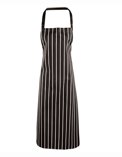 PW110 Striped Bib Apron 72 x 101 cm / Black (ca. Pantone Black C)/White