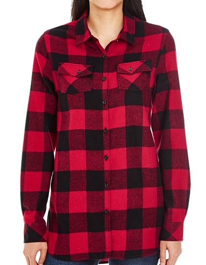 BU5210 Ladies´ Woven Plaid Flannel Shirt S / Red - Black (Checked)