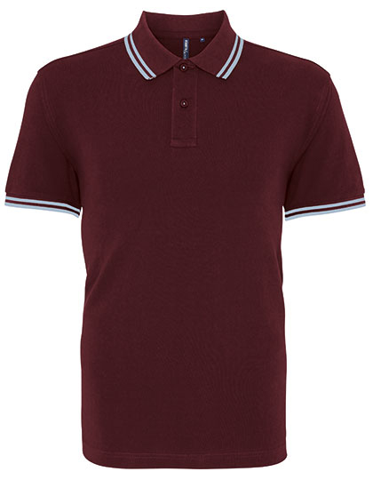 AQ011 Men´s Classic Fit Tipped Polo S / Burgundy/Sky