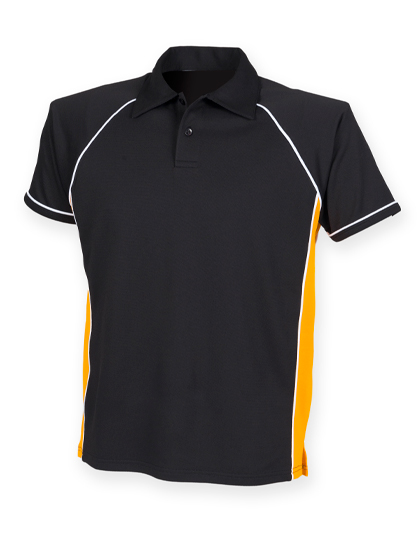 FH370 Men´s Piped Performance Polo S / Black/Amber/White
