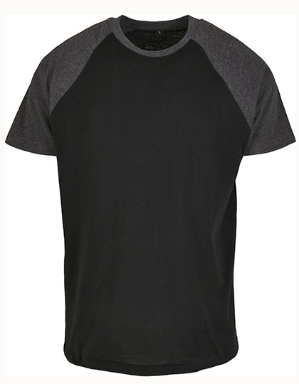BY007 Raglan Contrast Tee S / Black/Charcoal (Heather)
