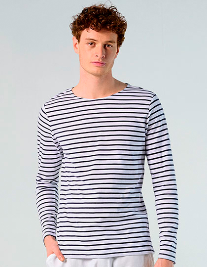 L01402 Men´s Long Sleeve Striped T-Shirt Marine