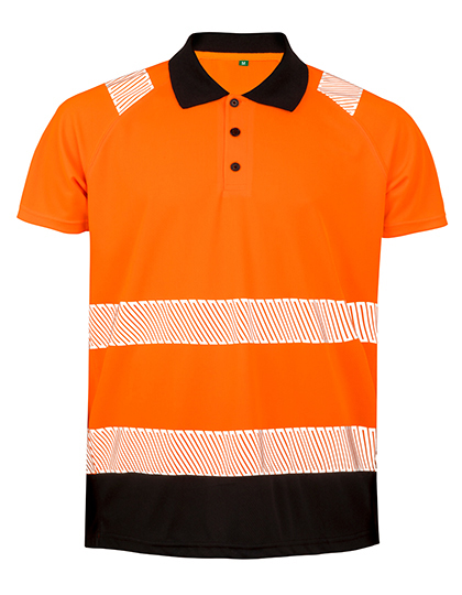 RT501 Recycled Safety Polo Shirt 4XL/5XL / Fluorescent Orange/Black