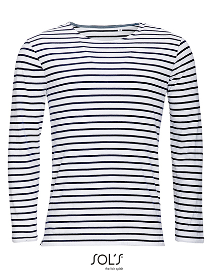 L01402 Men´s Long Sleeve Striped T-Shirt Marine S / White/Navy