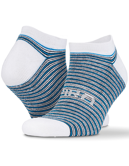 RT295 3-Pack Mixed Stripe Coolmax Sneaker Socks S/M / White/Grey/Blue