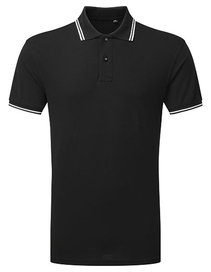 AQ011 Men´s Classic Fit Tipped Polo S / Black/White