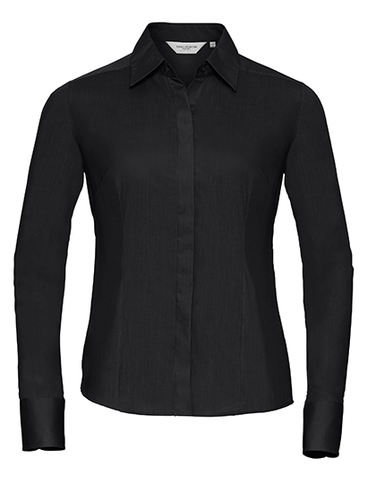Z924F Ladies´ L/S Poly-Cotton Easy Care Fitted Poplin Shirt XS / Black