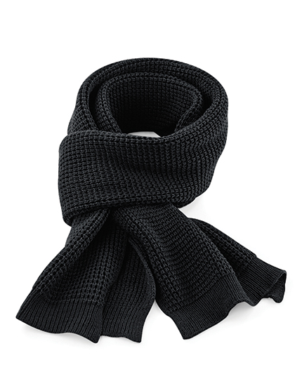 CB424 Classic Waffle Knit Scarf 175 x 28 cm / Black