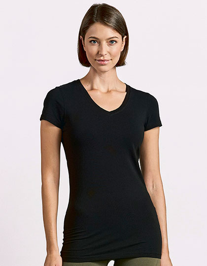 E3087 Women´s Slim Fit V-Neck-T Long