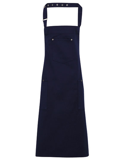 PW132 Cotton Chino Bib Apron 72 x 86 cm / Navy (ca. Pantone 2378C)