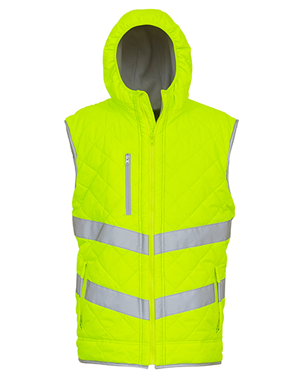 YK007 Hi-Vis Kensington Hooded Gilet S / Hi-Vis Yellow