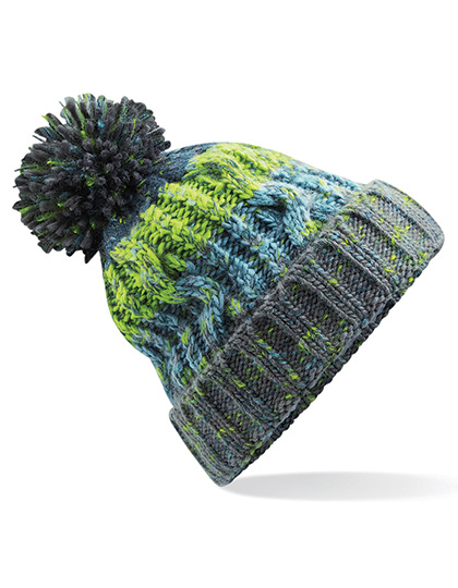CB486 Corkscrew Pom Pom Beanie One Size / Electric Grey