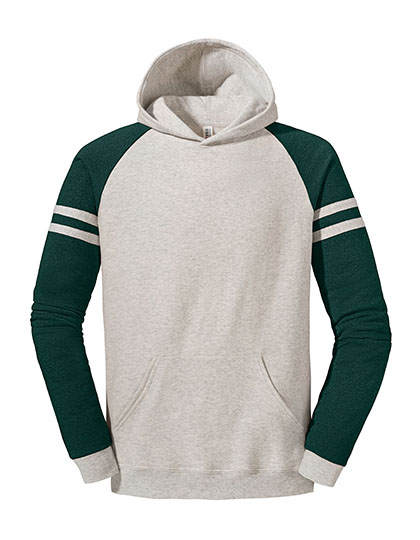 JZ97CR0 Nublend® Varsity Colour-Block Hooded Sweatshirt 3XL / Oatmeal Heather/Forest Green Heather