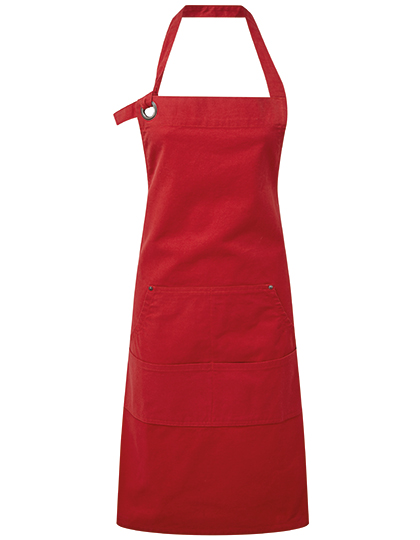 PW137 Calibre Heavy Cotton Canvas Pocket Apron 72 x 86 cm / Red (ca. Pantone 201C)