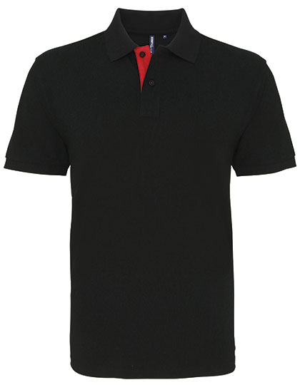 AQ012 Men´s Classic Fit Contrast Polo S / Black/Red
