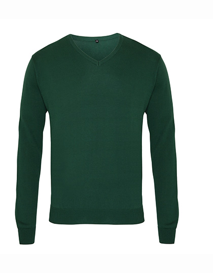 PW694 Men´s V-Neck Knitted Sweater XXS / Bottle Green