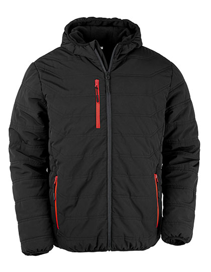 RT240 Recycled Black Compass Padded Winter Jacket S / Black/Red