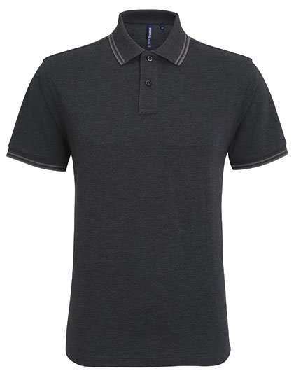 AQ011 Men´s Classic Fit Tipped Polo S / Heather Black/Charcoal