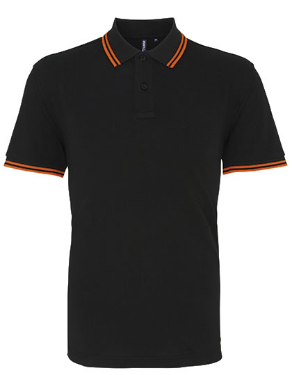 AQ011 Men´s Classic Fit Tipped Polo S / Black/Orange