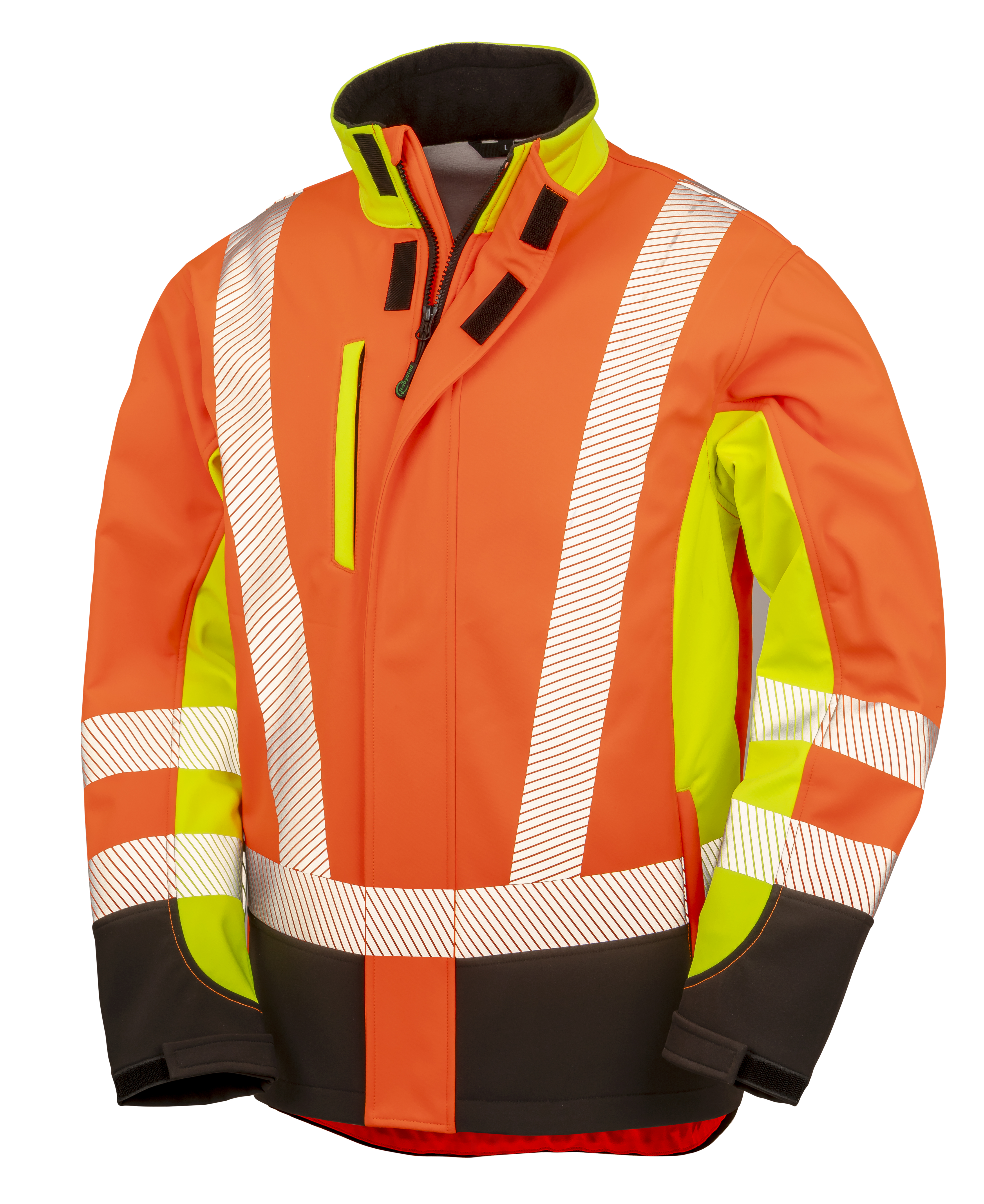 RT506 Recycled 3-Layer Printable 3-Tone Safety Softshell Jacket 3XL / Fluorescent Yellow/Fluorescent Orange/Black