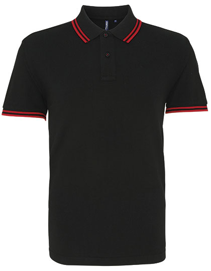 AQ011 Men´s Classic Fit Tipped Polo M / Black/Red